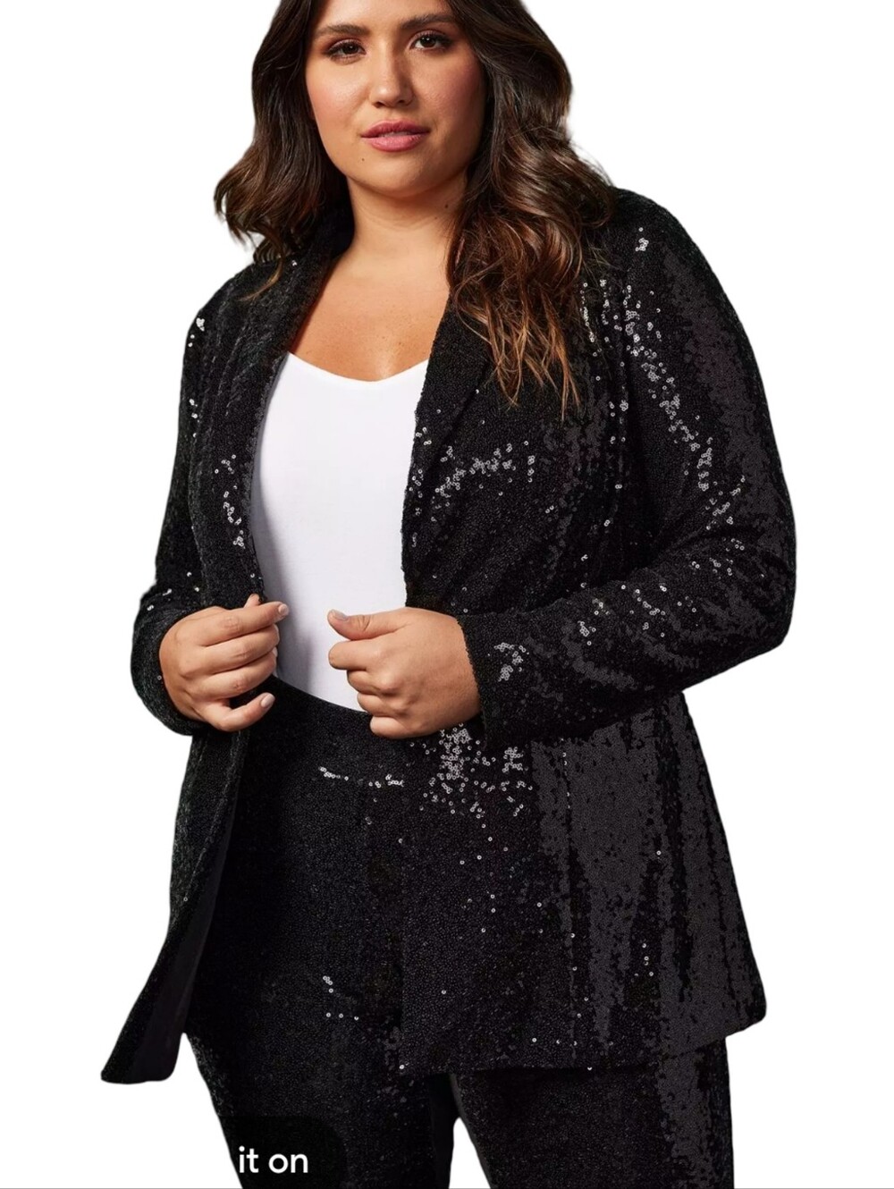 Messini Womens Plus Size Sequin Blazer Jacket Sparkling Evening Blazer Sise 3X